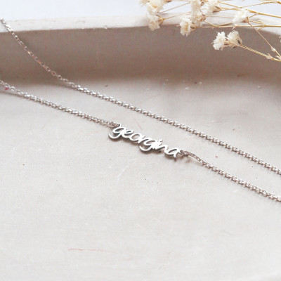 Personalized 14K Gold Plated Sideways Initial Name Necklace, Dainty Jewelry Gift for Mothers,