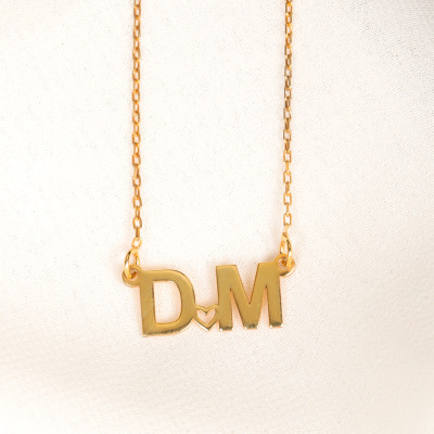 Personalized 14k Gold Heart Initial Necklace - Dainty Custom Letter Jewelry Gift for Her