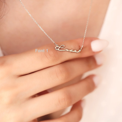 Personalized 14k Gold Signature Name Necklace, Handwritten Nameplate Necklace, Gift for Her