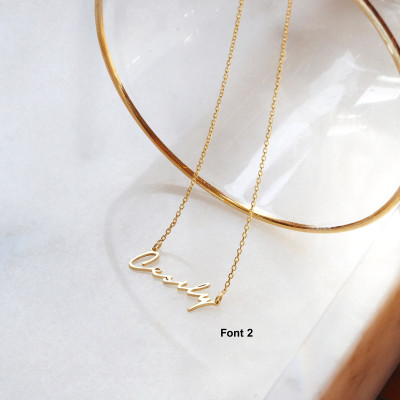 Personalized 14k Gold Signature Name Necklace, Handwritten Nameplate Necklace, Gift for Her