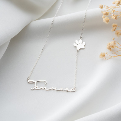 14k Gold Custom Name Necklace with Birthstone - Personalized Nameplate Necklace Silver,