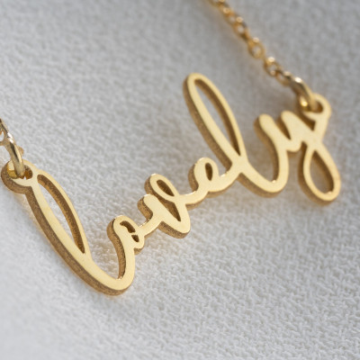 Custom 14k Gold Name Necklace for Women - Personalized Script Nameplate Necklace - Silver/Rose Gold Options - Perfect Gift for Girlfriend