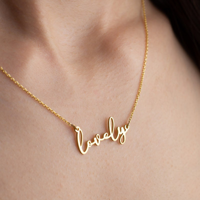 Custom 14k Gold Name Necklace for Women - Personalized Script Nameplate Necklace - Silver/Rose Gold Options - Perfect Gift for Girlfriend