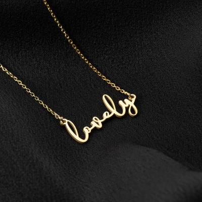 Custom 14k Gold Name Necklace for Women - Personalized Script Nameplate Necklace - Silver/Rose Gold Options - Perfect Gift for Girlfriend