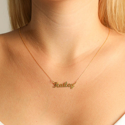 Personalized 14k Yellow Gold Name Necklace, Custom Name Plate Jewelry Gift for Her, Promoted