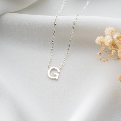 Custom 14k White Gold Name Necklace - Personalized Layering Initial Necklace - Grandkids Name Jewelry