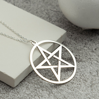 14k Solid Gold Pentagram Necklace - Unisex 5 Star Pendant, Gift for Him or Her,