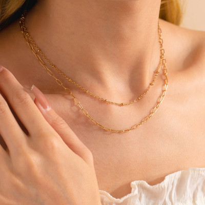 18K Gold Filled Box Chain Necklace, Paperclip Link Chain, Rolo Bead Chain, Curb Link Choker Necklace, Everyday Jewelry