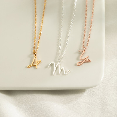 Personalized 18k Gold Heart Initial Necklace, Custom Letter Jewelry, Handmade Bridesmaid Gifts,