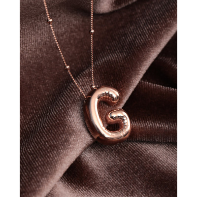 Personalized 3D Gold Bubble Initial Necklace - Custom Silver Sideways Letter Necklace Gift for Her Birthday