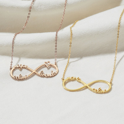 Personalized Gold Infinity Triple Name Necklace for Mom - Custom 1-4 Names