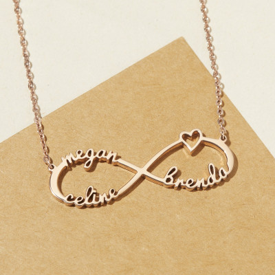 Personalized Gold Infinity Triple Name Necklace for Mom - Custom 1-4 Names