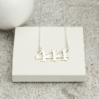 14k Gold Personalized Angel Number Necklace: 444, 777, 111, 222, 333, 555, 666, 888, 999 - Good Luck Necklace