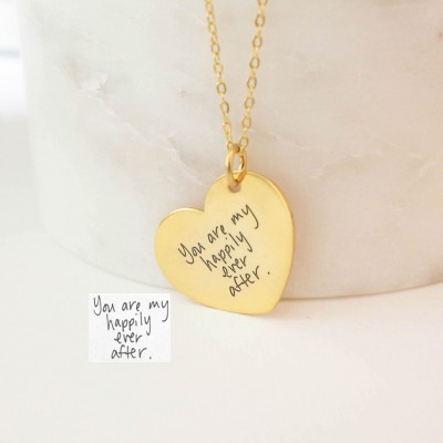Handwriting Necklace - Handwriting Heart Necklace - Signature Necklace - Personalized Gift - Custom Heart Charm - Mother Gift