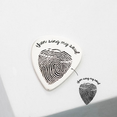 Actual Fingerprint Engraved Guitar Pick • Custom Hand Stamped Pick • Baby Fingerprint Jewelry • Dad or Music Lover Personalized Gift
