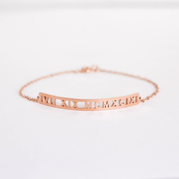 Anniversary Gift • Custom Roman Numerals Bracelet • Personalized Engagement Gift • Wedding Jewelry • Bridesmaid Gift • Mother's Gift