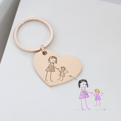 Handwriting Disc Keychain - Engraved Signature Charm Gift for Mother's Day