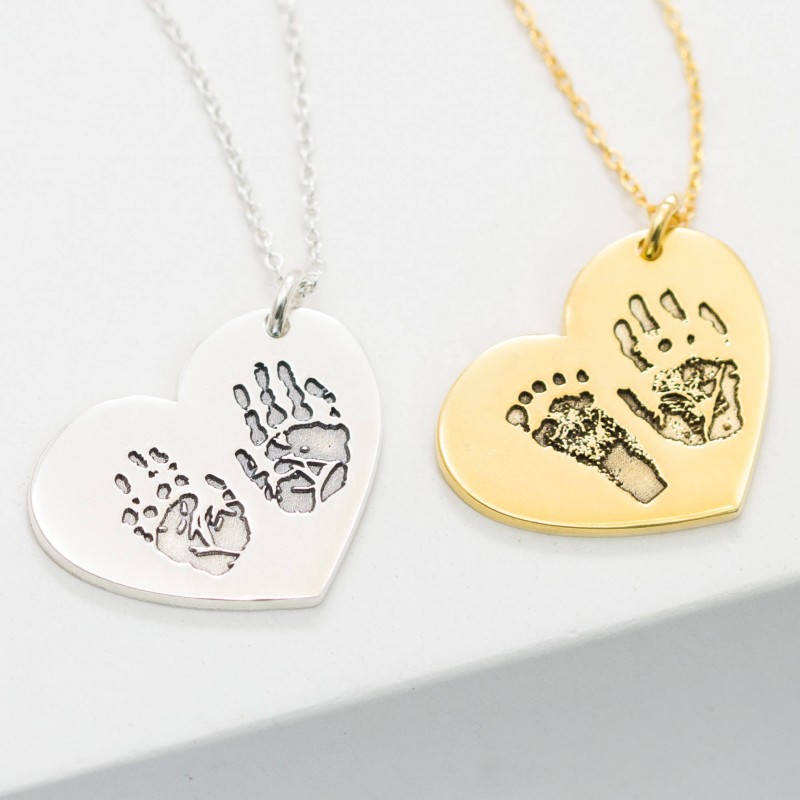 Hand and Footprint pendant Custom Handprint Charm New Mum Gift Personalized Necklace