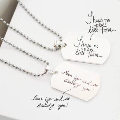 Best Gift for Him • Signature Dogtag Necklace • Personalized Memorial Dogtag • Custom Handwriting Keepsake • UNISEX NECKLACE