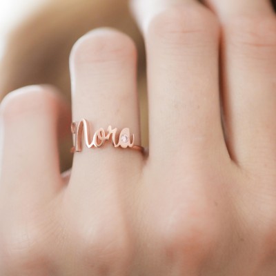 Birthstone Name Ring • Morganite Rose Gold Ring • Custom Name Ring • Baby Names New Mom Gift • Baptism Gift • Christmas's Gift