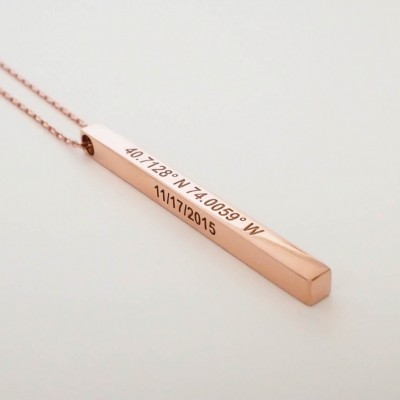 Coordinates Bar Necklace • Personalized Skinny Bar Necklace • Vertical Bar Layered Necklace • Bridesmaids Gifts • Wedding Jewelry