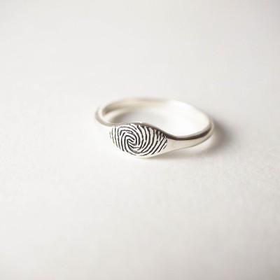 Custom Actual Fingerprint Ring • Dainty Fingerprint Band • Kids Fingerprint Jewelry • Memorial Fingerprint Jewelry • Dog Paw Ring