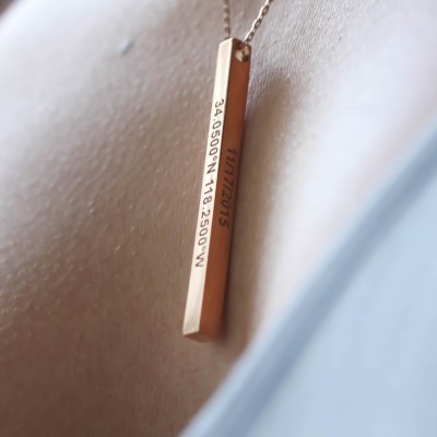 Custom Coordinates Necklace • Personalized Bar Necklace • Vertical Bar Layered Necklace • Bridesmaids Gifts • Wedding Jewelry