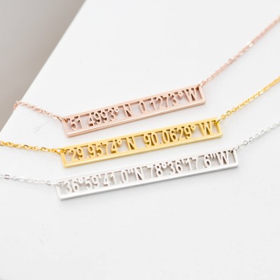 Custom Coordinates Necklace • Personalized Coordinates Necklace • Location Jewelry • GPS Necklace • Coordinate Jewelry • Gift for Her