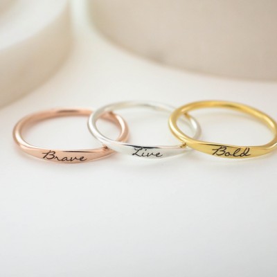 Custom Delicate Name Ring • Custom Stacking Rings • Skinny Custom Ring • Bridesmaids Gift • Baby Name Mom Gifts • Christmas Gift