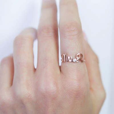 Custom Engagement Ring • Custom Name Ring with Birthstone • Future Mrs Initials Ring • Wedding Jewelry • Gemstone Wedding Ring
