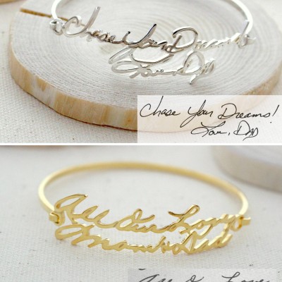 Custom Handwriting Bangle • Signature Bangle • Personalized Handwriting Bangle • Keepsake Jewelry in Sterling Silver • MemorialGift
