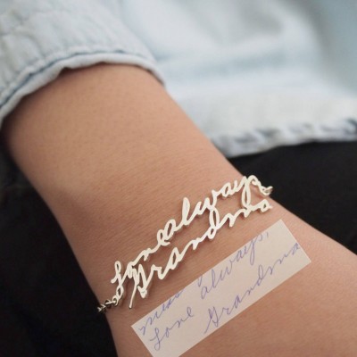 Custom Handwriting Jewelry • Actual Handwriting Bracelet • Signature Bangle • Memorial Personalized Keepsake Gift • Mother's Gift