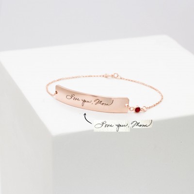 Custom Handwriting Jewelry • Engraved Signature Bracelet • Personalized Keepsake • Memorial Actual Handwriting Gift • Mother's Gift