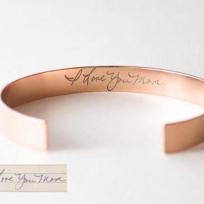 Custom Handwriting Jewelry • Your Actual Handwriting Cuff Bracelet • Handwriting Bangle • Signature Bangle • Sympathy Gift • Mom Gift