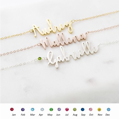 Custom Name Choker with Birthstone • Everyday Name Necklace • Personalize Children Necklace • CHRISTMAS GIFTS • Birthday Gift