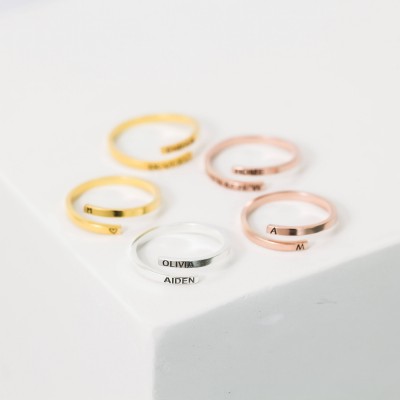 Custom Name Ring • Personalized Letter Ring • Gold Dainty Ring • Custom Initials Ring  • Wrap Ring • Gift for Her • CHRISTMAS GIFT