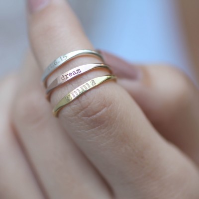 Custom Name Ring • Personalized Stacking Ring • Skinny Stackable Names Ring in Sterling Silver • Bridesmaids Gift • New Mom Gift