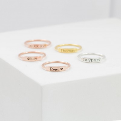 Custom Name Ring • Stacking Bar Ring • Sterling Silver Ring • Baby Name Ring • Birthstone Rings • Mother Gifts • Christmas Gifts