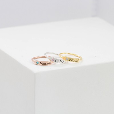 Dainty Bar Ring • Stacking Name Ring in Sterling Silver • Custom Ring • Skinny Ring • Mom Gift • Cat Lover Gift • Pet Memorial Ring