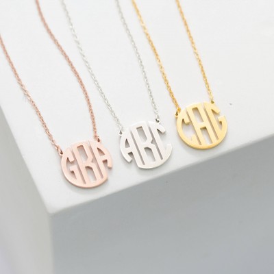 Dainty Monogram Necklace • Custom Block Monogram Initials Necklace • Personalized Name Jewelry • Bridesmaids Gifts • Wedding Gifts