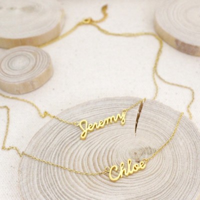 Double Chain Name Necklace • Personalized Layer Name Necklace • Dainty Names Jewelry • Children Names Necklace • Mothers Gift
