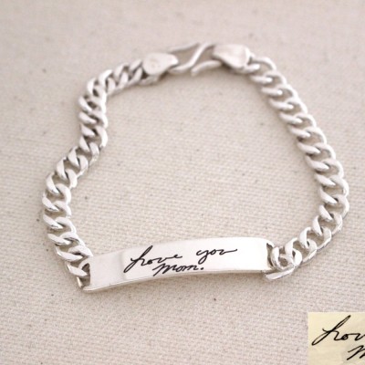 FATHER GIFT • Men Signature Bracelet • Memorial Men Handwriting Bracelet • Handwriting Jewelry • Bangle for Men • Gift for him