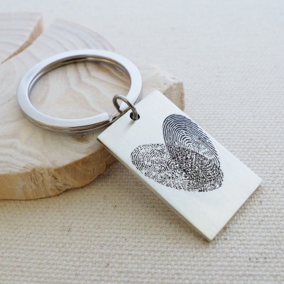 Father Gift - Actual FingerPrint Keychain - Actual Fingerprint Keychain - Engraved Signature Disc Keychain - Personalized Memorial