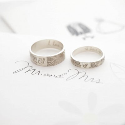 Father's Day Gift - Actual Fingerprint Ring - Fingerprint Band Ring - Personalized Fingerprint Band - Eternity Ring - Wedding Band