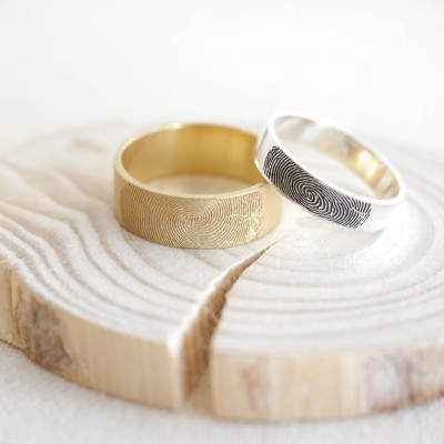 Father's Day Gift - Actual Fingerprint Ring - Fingerprint Band Ring - Personalized Fingerprint Band - Eternity Ring - Wedding Band