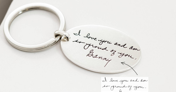 silver engraved keychain