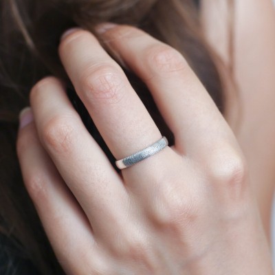 Half Round FingerPrint Ring - Fingerprint Jewelry - Memorial Jewelry - Custom FingerPrint Ring - Personalized Gift - Wedding Band