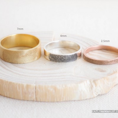 Half Round FingerPrint Ring - Fingerprint Jewelry - Memorial Jewelry - Custom FingerPrint Ring - Personalized Gift - Wedding Band