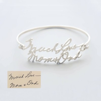 Handwriting Bangle • Memorial Handwriting Signature Bracelet • Personalized Handwriting Bangle • CHRISTMAS GIFTS • Mother's Gift