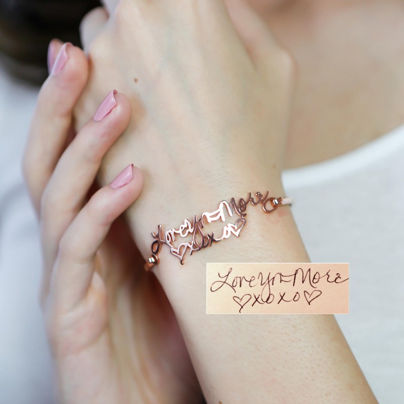 Custom Jewelry Fingerprint jewelry Signature Bracelet- Handwriting Bracelet gift for mom custom bracelet custom signature